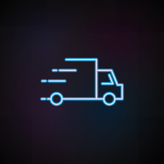 Poster - fast truck icon in neon style. One of Speed collection icon can be used for UI, UX