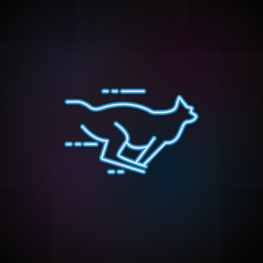 Poster - running cheetah icon in neon style. One of Speed collection icon can be used for UI, UX