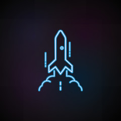 Poster - rocket icon in neon style. One of Speed collection icon can be used for UI, UX