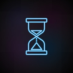 Poster - hourglass icon in neon style. one of speed collection icon can be used for ui, ux