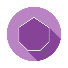 Poster - heptagon icon in long shadow style. One of Geometric figures collection icon can be used for UI, UX
