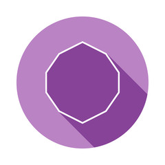 Poster - decagon icon in long shadow style. One of Geometric figures collection icon can be used for UI, UX