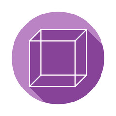 Poster - 3d cube icon in long shadow style. One of Geometric figures collection icon can be used for UI, UX