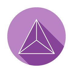Poster - 3d triangle icon in long shadow style. One of Geometric figures collection icon can be used for UI, UX