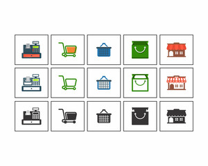 Wall Mural - market shopping image vector icon logo set