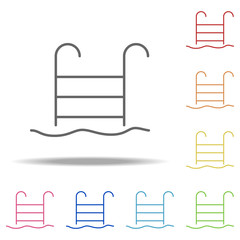 Poster - ladder for pool icon. Elements of Web in multi colored icons. Simple icon for websites, web design, mobile app, info graphics
