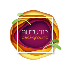 Aufkleber - Autumn paper cut abstract background.Vector illustration.