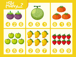 Fruit math number worksheet