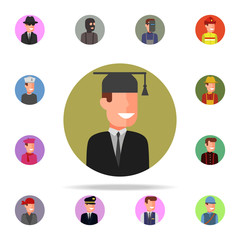 Poster - colored avatar of student icon. Avatar icons universal set for web and mobile
