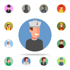 Aufkleber - colored avatar of sailor icon. Avatar icons universal set for web and mobile