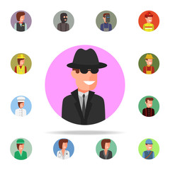 Aufkleber - colored avatar of spy icon. Avatar icons universal set for web and mobile