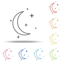 Aufkleber - crescent moon and stars icon. Elements of Camping in multi colored icons. Simple icon for websites, web design, mobile app, info graphics