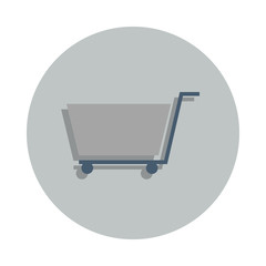 Poster - trolley in the store icon in badge style. One of web collection icon can be used for UI, UX