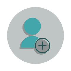 Poster - add contact icon in badge style. One of web collection icon can be used for UI, UX