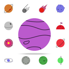Poster - purple planet colored icon. Colored Space icons universal set for web and mobile