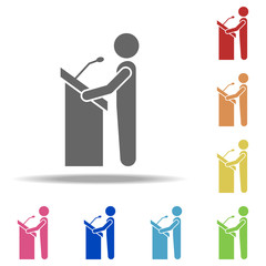 Aufkleber - a speech from the rostrum icon. elements of conversation in multi colored icons. simple icon for web