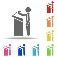 Aufkleber - a speech from the rostrum icon. elements of conversation in multi colored icons. simple icon for web