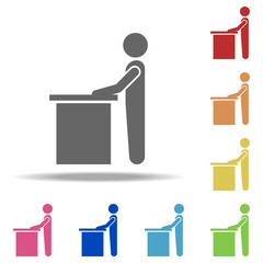 Aufkleber - a speech from the rostrum icon. elements of conversation in multi colored icons. simple icon for web