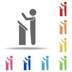 Aufkleber - a speech from the rostrum icon. elements of conversation in multi colored icons. simple icon for web