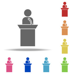 Aufkleber - a speech from the rostrum icon. elements of conversation in multi colored icons. simple icon for web