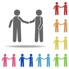 Poster - handshake icon. Elements of Conversation in multi colored icons. Simple icon for websites, web design, mobile app, info graphics