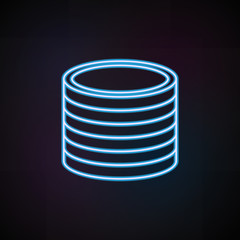Poster - pile of coins icon in neon style. one of mobile banking collection icon can be used for ui, ux