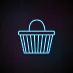 Poster - basket icon in neon style. One of Mobile banking collection icon can be used for UI, UX