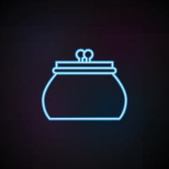 Poster - purse icon in neon style. One of Mobile banking collection icon can be used for UI, UX