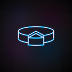Poster - pie chart icon in neon style. One of Mobile banking collection icon can be used for UI, UX