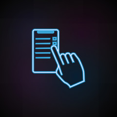 Aufkleber - smart phone user icon in neon style. One of Mobile banking collection icon can be used for UI, UX