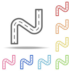 Aufkleber - zigzag road icon. Elements of Navigation in multi colored icons. Simple icon for websites, web design, mobile app, info graphics
