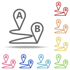 Aufkleber - pin A and B made icon. Elements of Navigation in multi colored icons. Simple icon for websites, web design, mobile app, info graphics
