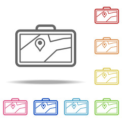 Aufkleber - pin on navigator screen icon. Elements of Navigation in multi colored icons. Simple icon for websites, web design, mobile app, info graphics