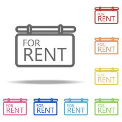 Aufkleber - the sign is rented out icon. Elements of Navigation in multi colored icons. Simple icon for websites, web design, mobile app, info graphics