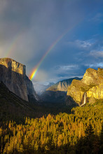 Double Rainbow Over Tunnel View In Yosemite National Park