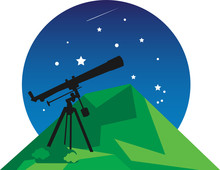 Star Gazing On The Mountain Looking For A Star Trough The Telescope