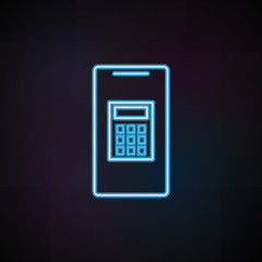 Aufkleber - calculator in smart phone icon in neon style. One of Mobile banking collection icon can be used for UI, UX