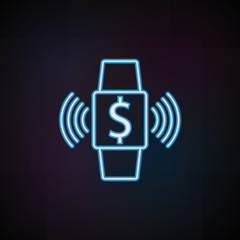Aufkleber - smart watch notification icon in neon style. One of Mobile banking collection icon can be used for UI, UX