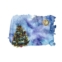  Watercolor Christmas greeting card