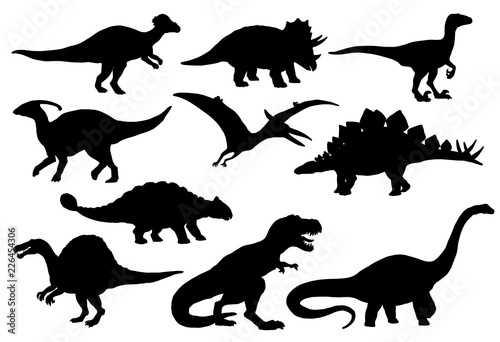 Dinosaurs and T-rex monster reptiles, vector Wallpaper Mural