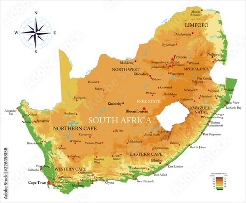 Fotografía South Africa physical map