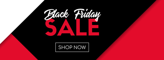 Wall Mural - Black friday sale vector banner. Shop now. Online shopping template