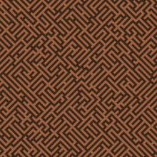 Labyrinth Background. Geometric Irregular Backdrop. Abstract Brown Seamless Line Maze Pattern. 