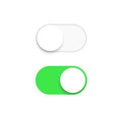 Poster - realistic switch toggle buttons, set or tree sliders in on and off position vector illustration.