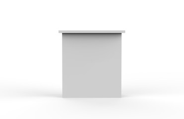 Wall Mural - White blank advertising POS POI PVC Promotion straight pop up counter booth, Retail Trade Stand, Mock Up Template on the Isolated white background, 3D illustration