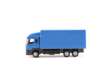 Blue Truck Miniature On White Background 