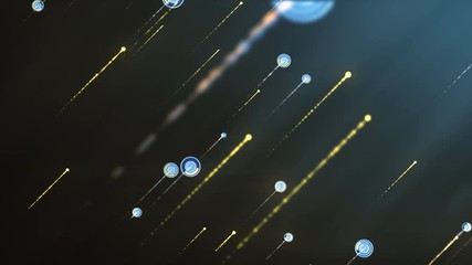 Aufkleber - Abstract motion graphic background with animation flying glittering particles as meteor rain. 4K, Ultra HD resolution