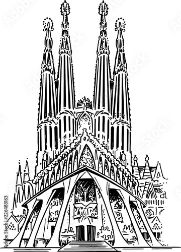Sagrada Familia Vector Drawing Stock Vector | Adobe Stock