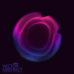 Poster - Vector abstract sphere of particles, points array. Futuristic vector illustration. Technology digital splash or explosion of data points. Spherical waveform. Cyber UI or HUD element.