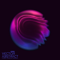 Poster - Vector abstract sphere of particles, points array. Futuristic vector illustration. Technology digital splash or explosion of data points. Spherical waveform. Cyber UI or HUD element.
